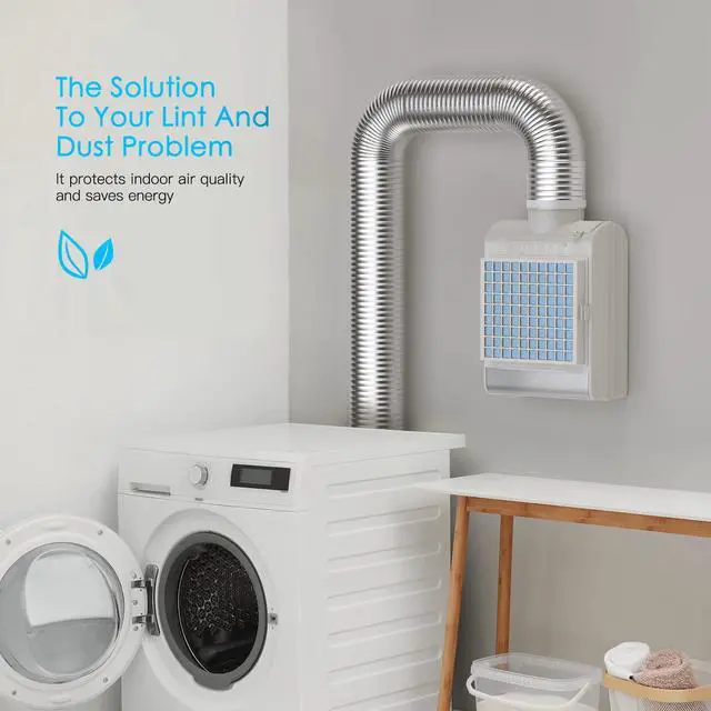 Alt view image 7 of 7 - 3-in-1 Indoor Dryer Vent, Stainless Steel Screen Filter, Polyester Filter and Water Drawer System, Upgrade Safety Vent Flap, with 4 Pieces Polyester Filters, For Electric Clothes Dryers