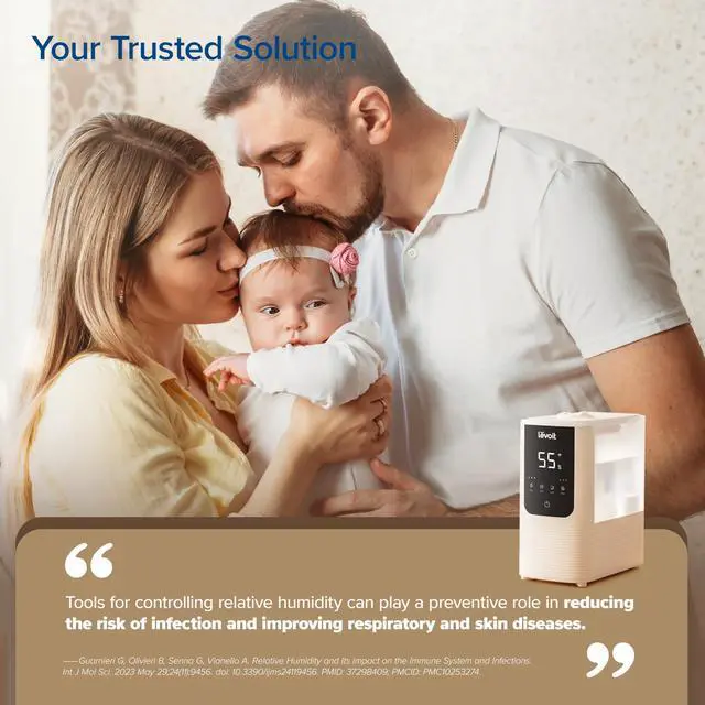 Alt view image 6 of 7 - Humidifiers for Bedroom Home, Smart Warm and Cool Mist Air Humidifier for Large Room, Auto Customized Humidity, Fast Symptom Relief, Easy Top Fill, Essential Oil, Quiet, OasisMist4.5L, White