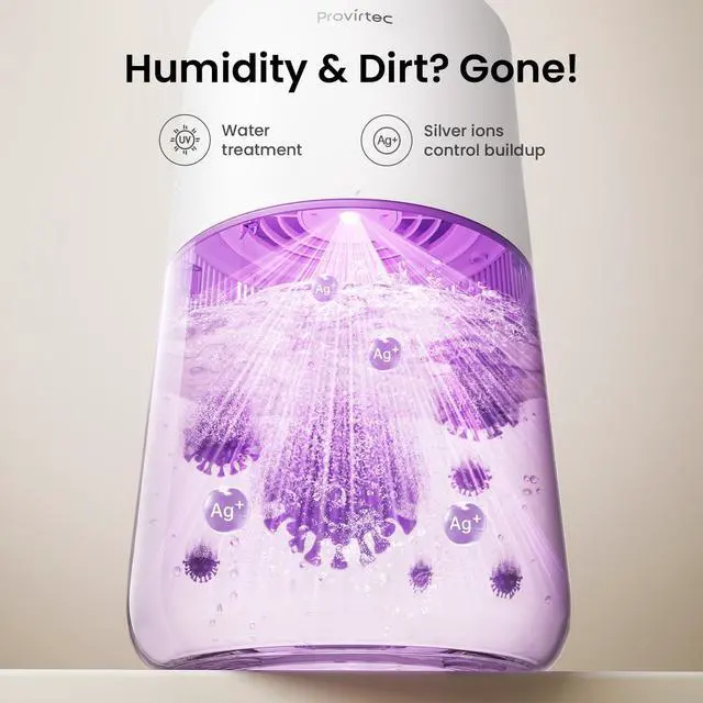 Alt view image 2 of 7 - MistFree HC13 Evaporative Humidifier for Bedroom, 3L No White Dust for Sensitive Individuals & Kids, Auto Humidity Control, Ultra Quiet Sleep Mode, Easy Clean Tank for Office & Small Room