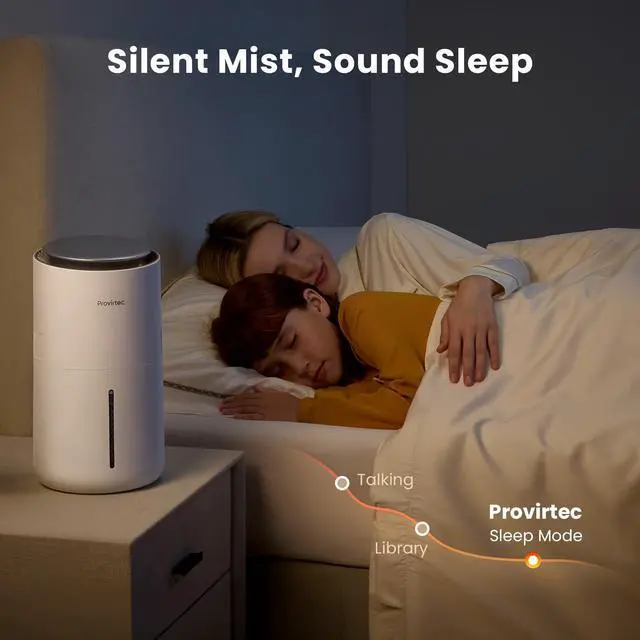 Alt view image 6 of 7 - MistFree HC13 Evaporative Humidifier for Bedroom, 3L No White Dust for Sensitive Individuals & Kids, Auto Humidity Control, Ultra Quiet Sleep Mode, Easy Clean Tank for Office & Small Room