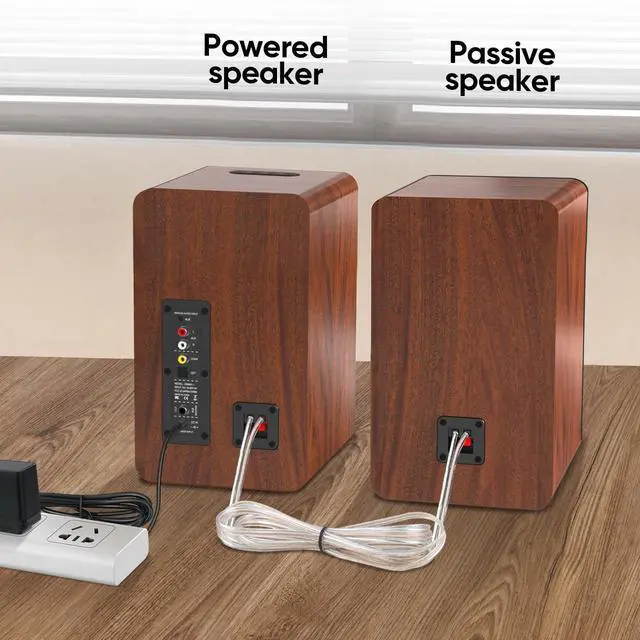 Alt view image 2 of 7 - Bluetooth Bookshelf Speakers, 40W X 2 Powered TV Speakers with 4 Inch Woofer, Turntable Speakers with Optical/AUX Input/Subwoofer Line Out for PC and TVs