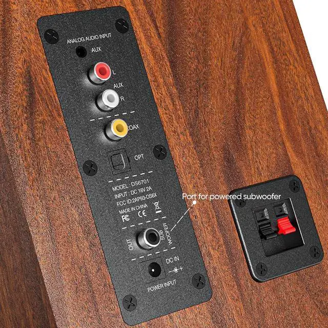 Alt view image 3 of 7 - Bluetooth Bookshelf Speakers, 40W X 2 Powered TV Speakers with 4 Inch Woofer, Turntable Speakers with Optical/AUX Input/Subwoofer Line Out for PC and TVs