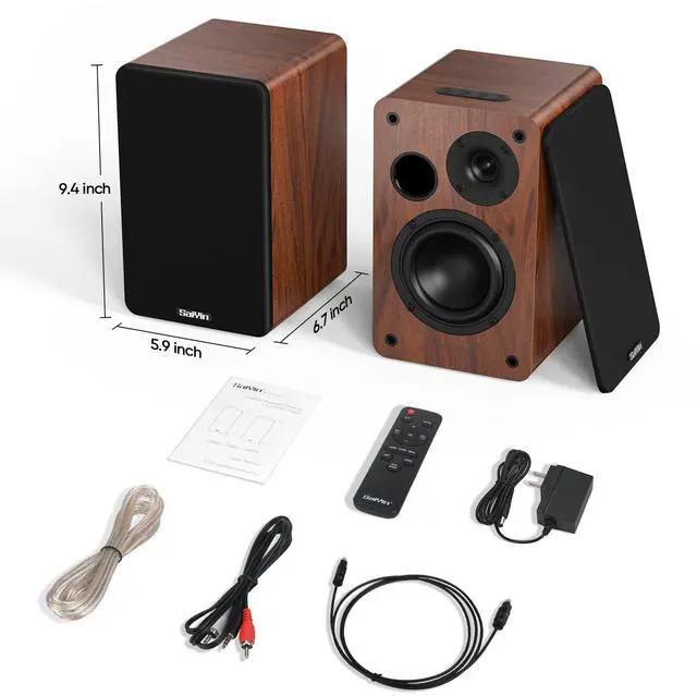 Alt view image 7 of 7 - Bluetooth Bookshelf Speakers, 40W X 2 Powered TV Speakers with 4 Inch Woofer, Turntable Speakers with Optical/AUX Input/Subwoofer Line Out for PC and TVs