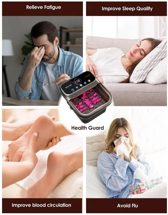 Alt view image 7 of 7 - Collapsible Foot Spa with Heat, Bubble,Temp Control,Remote Control, Color Touch Screen Foot Bath Massager with 6 Massage Rollers,Foot Soaking Tub,Pedicure Foot spa for Stress Relief (Deep Grey)