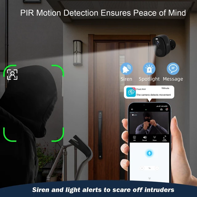 Alt view image 4 of 7 - 2Pack 5G/2.4G WiFi Security Cameras Wireless Outdoor, 2K QHD Video | Battery Powered, AI Motion Detection, Color Night Vision, Siren, 2-Way-Audio, Works/Alexa,Waterproof for Home Security