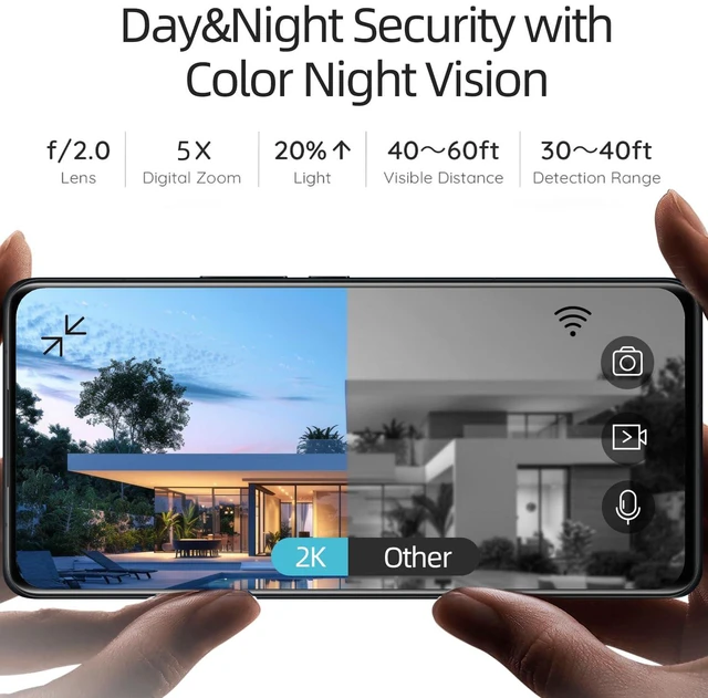 Alt view image 6 of 7 - 2Pack 5G/2.4G WiFi Security Cameras Wireless Outdoor, 2K QHD Video | Battery Powered, AI Motion Detection, Color Night Vision, Siren, 2-Way-Audio, Works/Alexa,Waterproof for Home Security