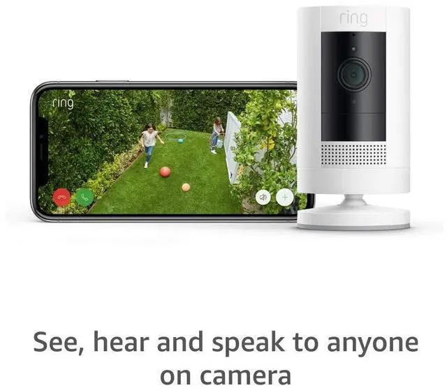 Alt view image 2 of 5 - Outdoor Cam (Stick Up Cam) | Weather-Resistant Outdoor Camera, Live View, Color Night Vision, Two-Way Talk, Motion alerts, Works with Alexa | White