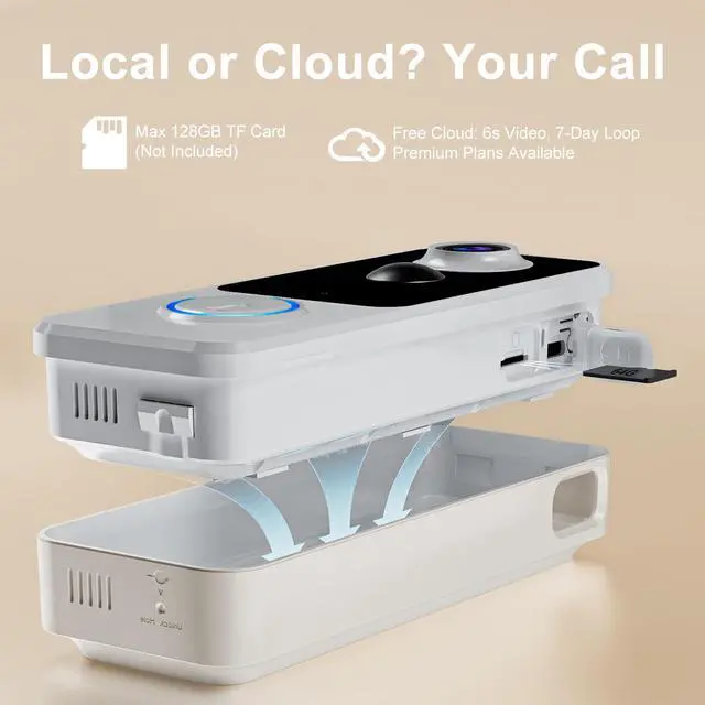 Alt view image 3 of 7 - Doorbell Camera Wireless,2K FHD Head-to-Toe Video, no Subscription,Two-Way Talk, Smart Home Video Doorbell with Chime,Battery Powered,Motion Detection & Alerts,Works with Alexa & Google(2.4G WiFi)