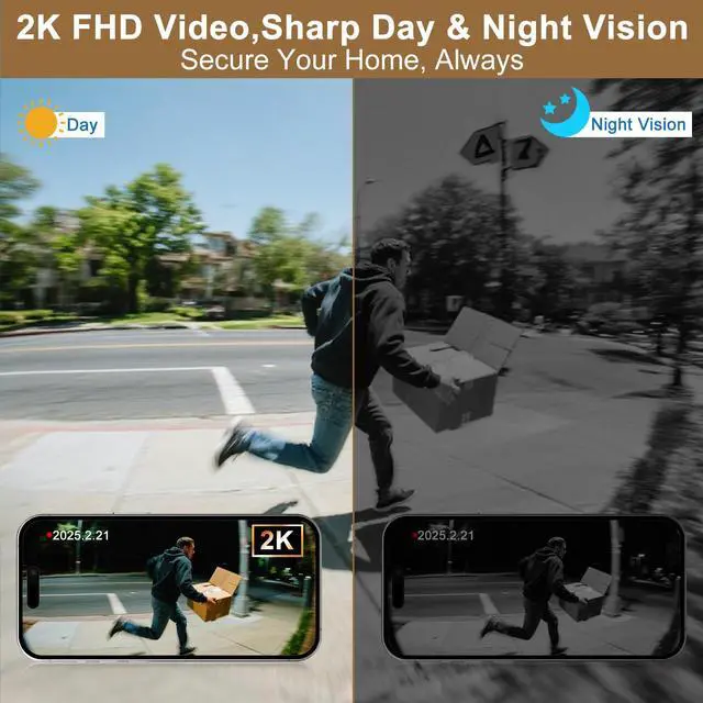 Alt view image 5 of 7 - Doorbell Camera Wireless,2K FHD Head-to-Toe Video, no Subscription,Two-Way Talk, Smart Home Video Doorbell with Chime,Battery Powered,Motion Detection & Alerts,Works with Alexa & Google(2.4G WiFi)