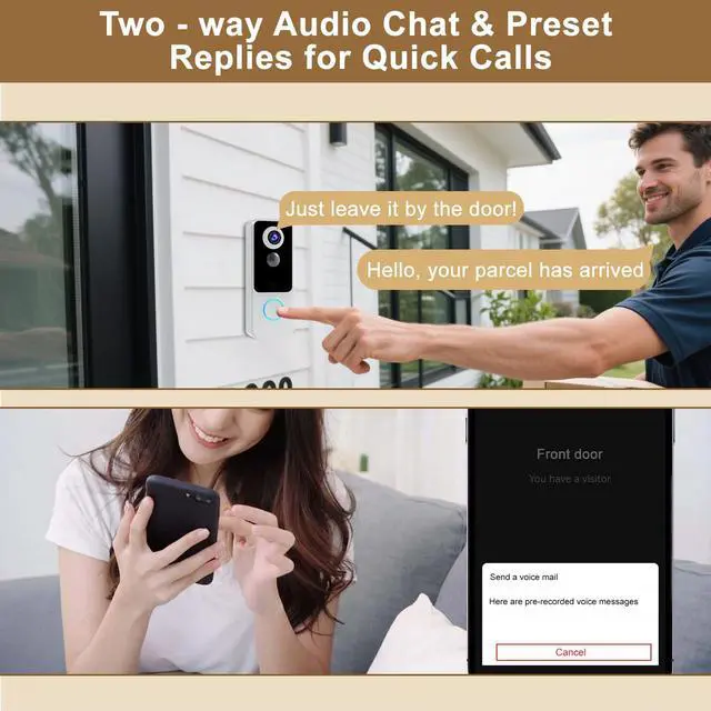 Alt view image 6 of 7 - Doorbell Camera Wireless,2K FHD Head-to-Toe Video, no Subscription,Two-Way Talk, Smart Home Video Doorbell with Chime,Battery Powered,Motion Detection & Alerts,Works with Alexa & Google(2.4G WiFi)