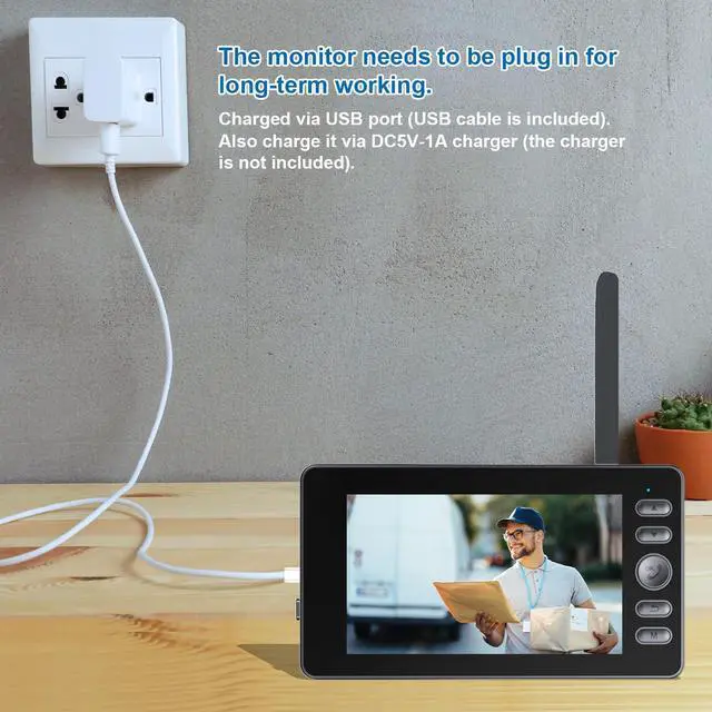 Alt view image 6 of 7 - Doorbell Camera Wireless No Subscription Video Doorbell, Bidirectional Wake-up, Two-Way Intercom, 1080P Video, 4.3 Screen, 120° Angle, No APP, No WiFi