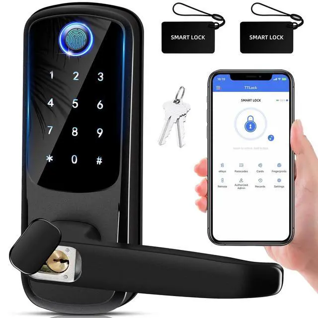 Main image of Smart Door Lock with Handle, Keyless Entry Digital Lock for Front/Interior Door,Fingerprint Exterior Locks, Electronic Deadbolt with Keypad,Biometric Door Knob,Smart Locks for Home, Apartment, Office