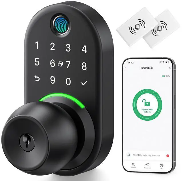 Main image of Keypad Smart Door Lock with Knob, Yamiry Keyless Entry Digital Lock with Handle, Fingerprint Electronic Knob for Front Door