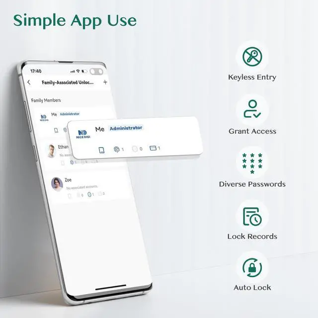 Alt view image 5 of 6 - Keypad Smart Door Lock with Knob, Yamiry Keyless Entry Digital Lock with Handle, Fingerprint Electronic Knob for Front Door
