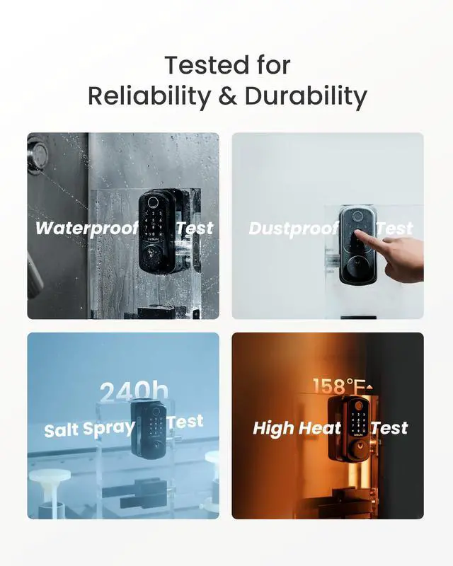 Alt view image 7 of 7 - B200 Fingerprint Smart Lock with 2 Lever Handles, Keyless Entry Front Door Lock Set, Electronic Keypad Deadbolt, App Control, Auto Lock, Long Battery Life, Secure Home Access