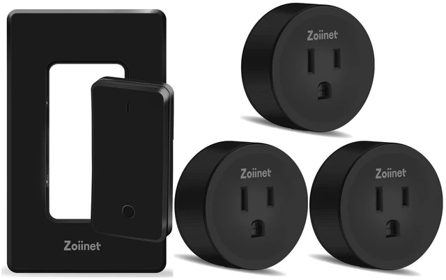 Main image of Black Remote Control Outlet, with 3 Plugs, 80-275V/15A/1500W | 300 ft, Buckle Design & Removable, No Wiring No WiFi, for Household Appliances, Christmas Tree, Lamps, Fans, Programmable