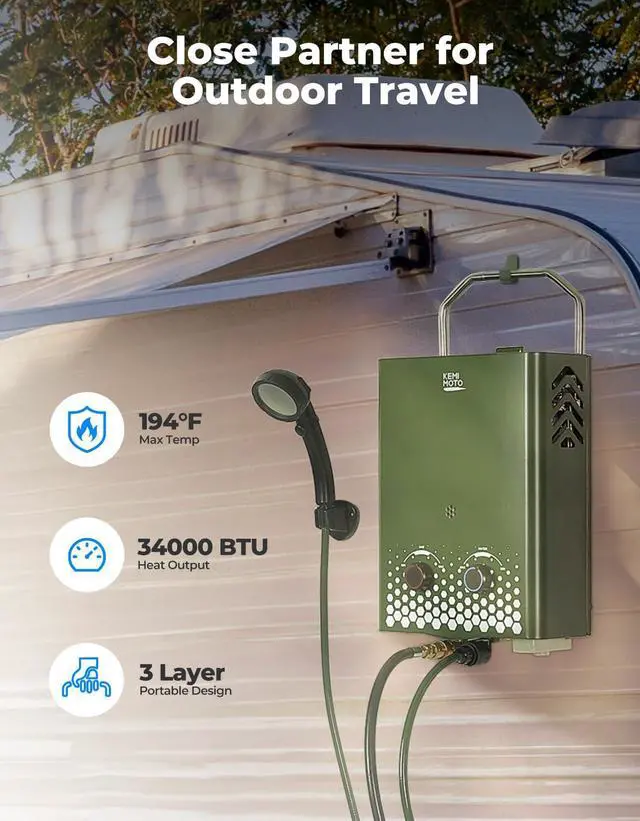 Alt view image 2 of 7 - Tankless Portable Propane Water Heater Outdoor1.32Gpm 34000 BTU Camping Portable Water HeaterEasy Installation, 5L Lightweight HeaterSuitable for Rv/Camping/Cabin