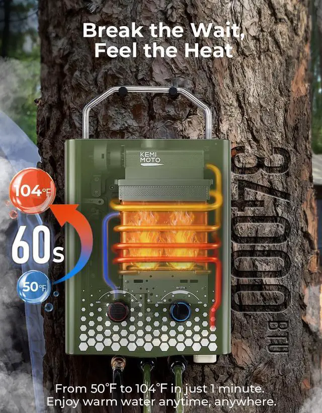 Alt view image 3 of 7 - Tankless Portable Propane Water Heater Outdoor1.32Gpm 34000 BTU Camping Portable Water HeaterEasy Installation, 5L Lightweight HeaterSuitable for Rv/Camping/Cabin
