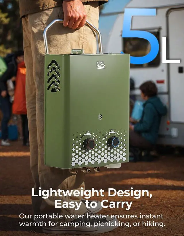 Alt view image 7 of 7 - Tankless Portable Propane Water Heater Outdoor1.32Gpm 34000 BTU Camping Portable Water HeaterEasy Installation, 5L Lightweight HeaterSuitable for Rv/Camping/Cabin