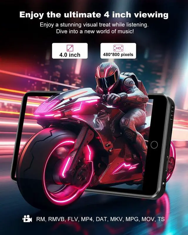 Alt view image 5 of 7 - 144GB MP3 Player with Bluetooth and WiFi,  4" HD Full Touch Screen MP3 Player with Spotify, Amazon Music,YouTube,Pandora,Libby,Android MP4 Music Player for Kids