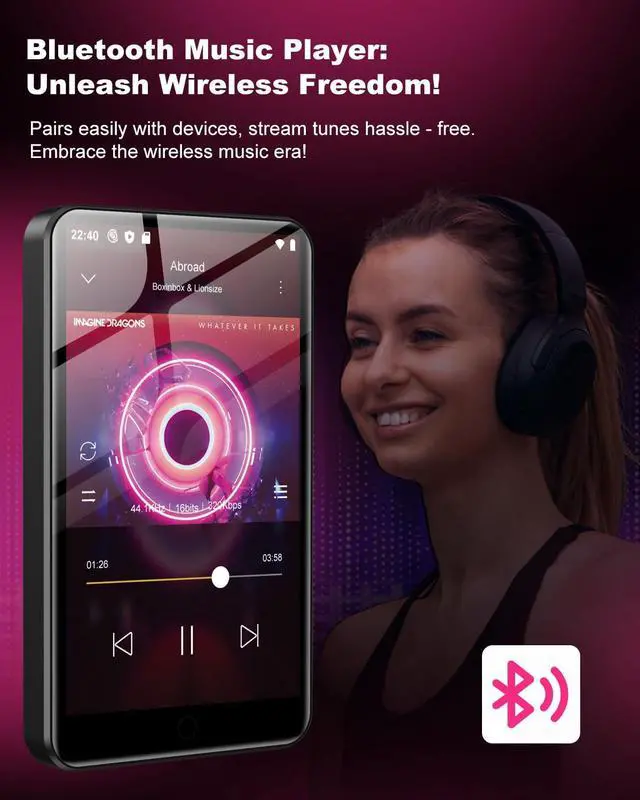 Alt view image 6 of 7 - 144GB MP3 Player with Bluetooth and WiFi,  4" HD Full Touch Screen MP3 Player with Spotify, Amazon Music,YouTube,Pandora,Libby,Android MP4 Music Player for Kids