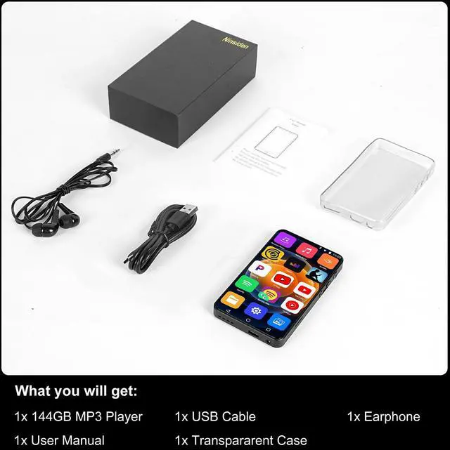 Alt view image 5 of 5 - 144GB MP3 Player with Bluetooth and WiFi, 4" HD Full-Color Touch Screen MP4 Music Player with Spotify, Amazon Music,YouTube,Pandora, Libby, Android Mainstream Media MP3 Player for Kids, Black