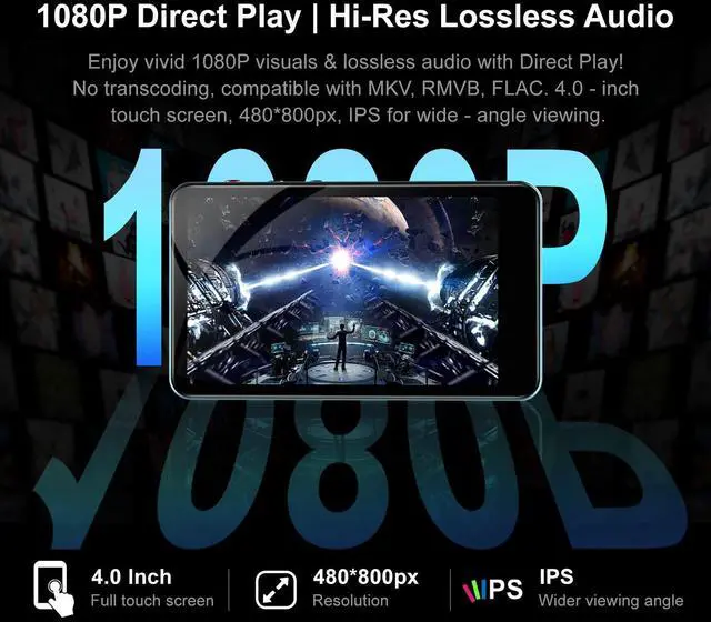 Alt view image 3 of 7 - 144GB MP3 Player with Bluetooth and WiFi, 4IN HD Full Touch Screen MP3 & MP4 Music Player with Spotify, Libby, Amazon Music,YouTube,Tiktok, E-Book, MP4 Player for Kids Up to1TB
