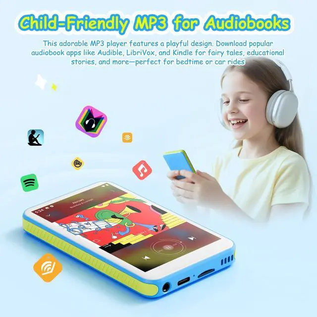 Alt view image 3 of 6 - 128GB MP3 Player with Bluetooth and WiFi, 4.0" IPS Touch Screen MP3 Player with Speaker, Android 13.0 MP4 Music Player Preloaded Spotify, Pandora, Deezer, Play Store, Browser, Expand up to 1TB