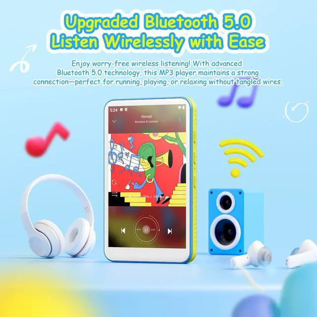 Alt view image 5 of 6 - 128GB MP3 Player with Bluetooth and WiFi, 4.0" IPS Touch Screen MP3 Player with Speaker, Android 13.0 MP4 Music Player Preloaded Spotify, Pandora, Deezer, Play Store, Browser, Expand up to 1TB