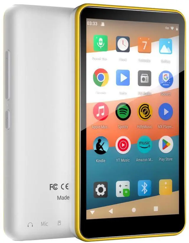 Main image of 96GB Android MP3 Player for Kids with Bluetooth and WiFi - 4" Touch Screen,Streaming Music&Video Player with Spotify&Google Play Store,FM Radio,Parental Control | MP4 Player (Yellow)