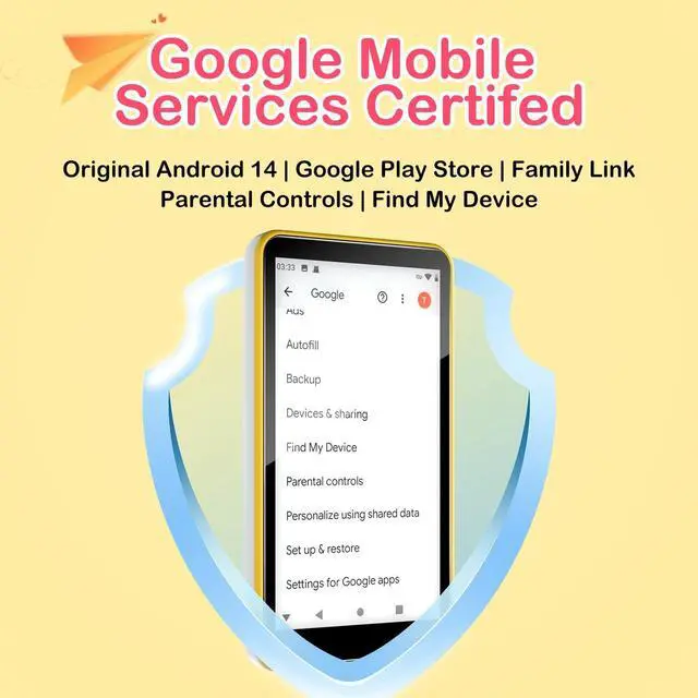 Alt view image 2 of 7 - 96GB Android MP3 Player for Kids with Bluetooth and WiFi - 4" Touch Screen,Streaming Music&Video Player with Spotify&Google Play Store,FM Radio,Parental Control | MP4 Player (Yellow)