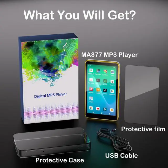 Alt view image 7 of 7 - 96GB Android MP3 Player for Kids with Bluetooth and WiFi - 4" Touch Screen,Streaming Music&Video Player with Spotify&Google Play Store,FM Radio,Parental Control | MP4 Player (Yellow)