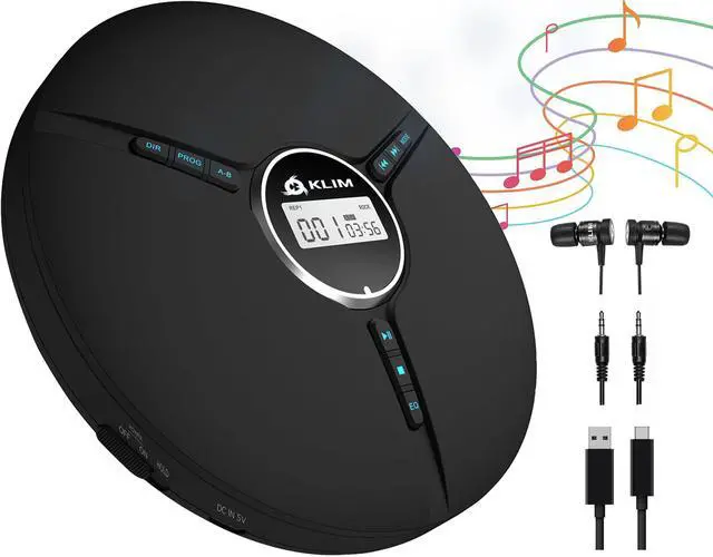 Main image of Discman Portable CD Player with Headphones, Built-in Battery - New - CD Players for Home, Car - Compatible w/SD Card, CD, CD-R, CD-RW, MP3, WMA - 5 EQ Effects - Walkman CD Player - Black