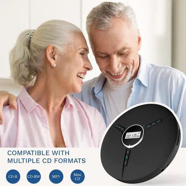 Alt view image 2 of 6 - Discman Portable CD Player with Headphones, Built-in Battery - New - CD Players for Home, Car - Compatible w/SD Card, CD, CD-R, CD-RW, MP3, WMA - 5 EQ Effects - Walkman CD Player - Black