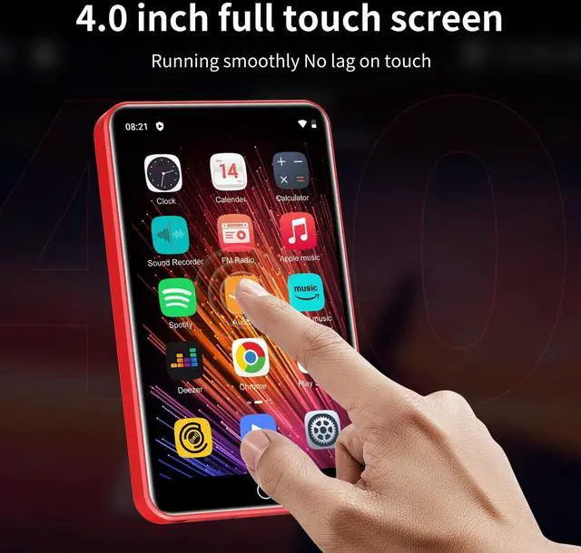 Alt view image 4 of 7 - 80GB MP3 Player with Bluetooth and WiFi,  4" HD Full Touch Screen MP3 Player with Spotify, Amazon Music,YouTube,Pandora,Libby,Android MP4 Music Player for Kids (Black)