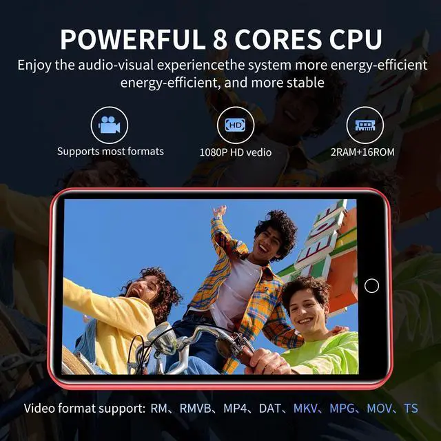 Alt view image 5 of 7 - 80GB MP3 Player with Bluetooth and WiFi,  4" HD Full Touch Screen MP3 Player with Spotify, Amazon Music,YouTube,Pandora,Libby,Android MP4 Music Player for Kids (Black)