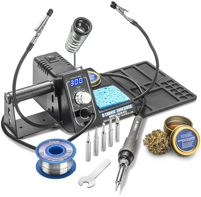 Main image of The Original 3020-XTS 75W Soldering Iron Station Kit 2 Helping Hands Silicone Tool Mat 5 Extra Tips 50g Roll of Solder Brass Sponge Cleaning Flux C/F Conversion Auto Sleep!