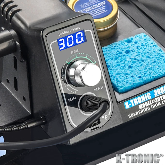 Alt view image 3 of 6 - The Original 3020-XTS 75W Soldering Iron Station Kit 2 Helping Hands Silicone Tool Mat 5 Extra Tips 50g Roll of Solder Brass Sponge Cleaning Flux C/F Conversion Auto Sleep!