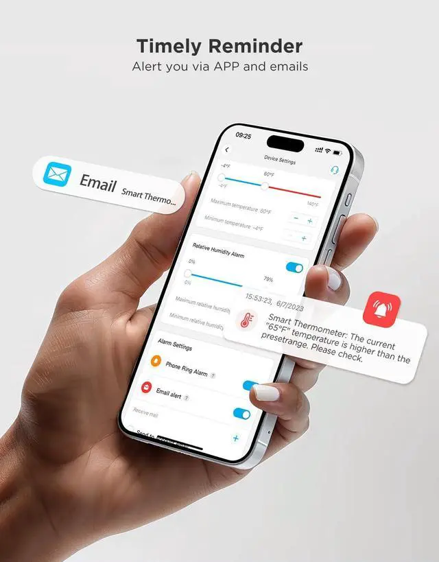 Alt view image 5 of 7 - 2.0 WiFi Hygrometer Thermometer 3 Pack, Smart Humidity Temperature Sensor with App Notifications, 2-Year Free Data Storage Export, Temperature Humidity for Bedroom, Wine Cellar, Basements