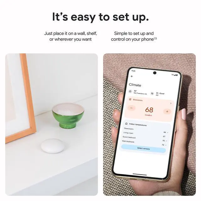 Alt view image 6 of 6 - Nest Temperature Sensor (2nd Gen) 3 Pack - Room Comfort Sensor with Scheduling - Works with The Nest Learning Thermostat (3rd and 4th Gen) and Nest Thermostat E - Porcelain