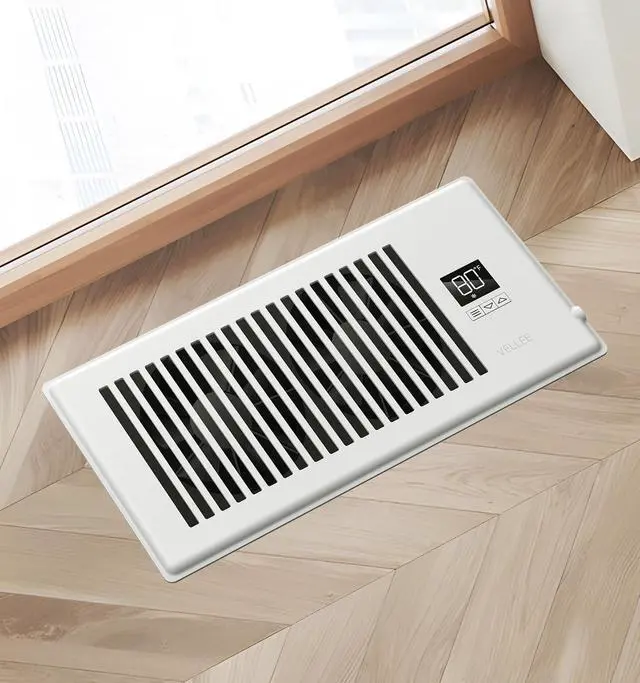 Alt view image 7 of 7 - Quiet Register Booster Fan Fits 4" x 10" (DUCT OPENING CUTOUT), 10-Speed Smart Heating Cooling AC Vent Booster Fan w/Remote Control & Thermostat Control (Vertical Grille - White) - Corded