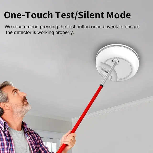Alt view image 7 of 7 - Photoelectric Smoke Detector with 9V Battery Included Smoke Alarm, 10-Year Sensor, Test/Silence Button, Low Battery Warning, Easy Mount, 2 Pack Fire Alarm for Home Bedroom Living Room