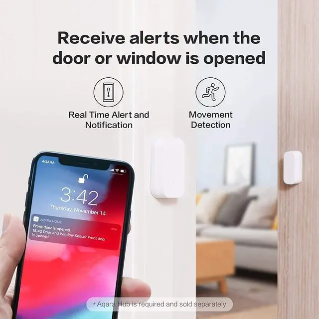 Alt view image 6 of 7 - Zigbee Door and Window Sensor 3 Pack, Wireless Mini Contact Sensor | Home Automation, Requires Hub, Zigbee Connection, Kid Safety, Compatible with Apple HomeKit, Alexa, Works with IFTTT