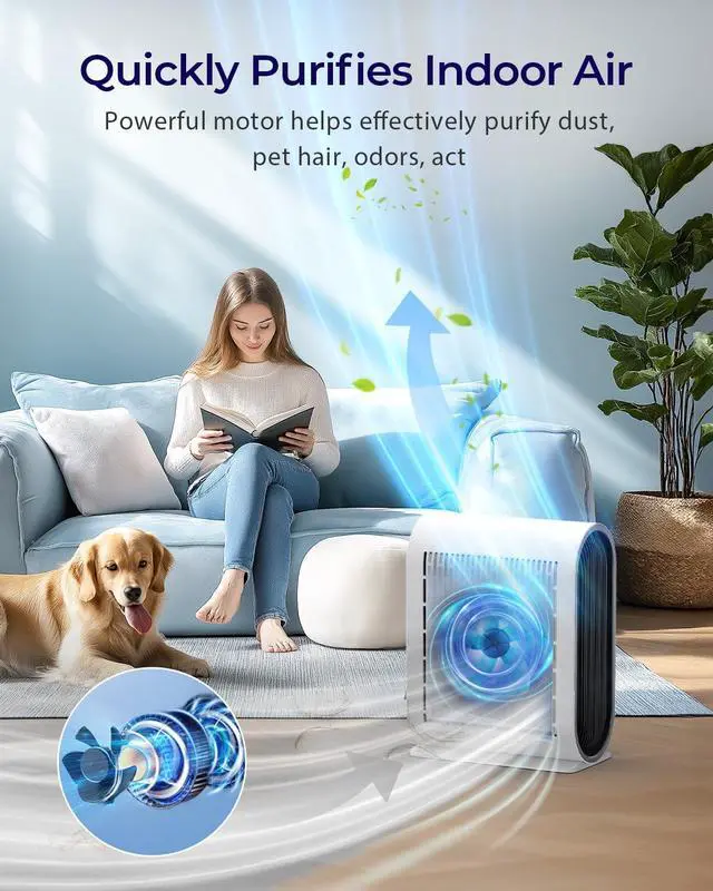 Alt view image 7 of 7 - Air Purifiers for Home Large Room Up to 2500 ft² with PM 2.5 Display Air Quality Sensors,  H13 HEPA Air Purifier With Auto Mode for Pets Dust Odor Smoke, Timer, 15dB Sleep Mode for Bedroom, KJ217