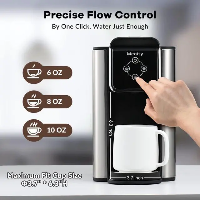Alt view image 4 of 7 - Coffee Maker 3 in 1 Single Serve Coffee Machine, Compatible with K cup Capsules, Instant Coffee Pot, Tea maker, 6,8,10 Oz Cup, Removable 50 Oz Water Reservoir, 120V 1150W