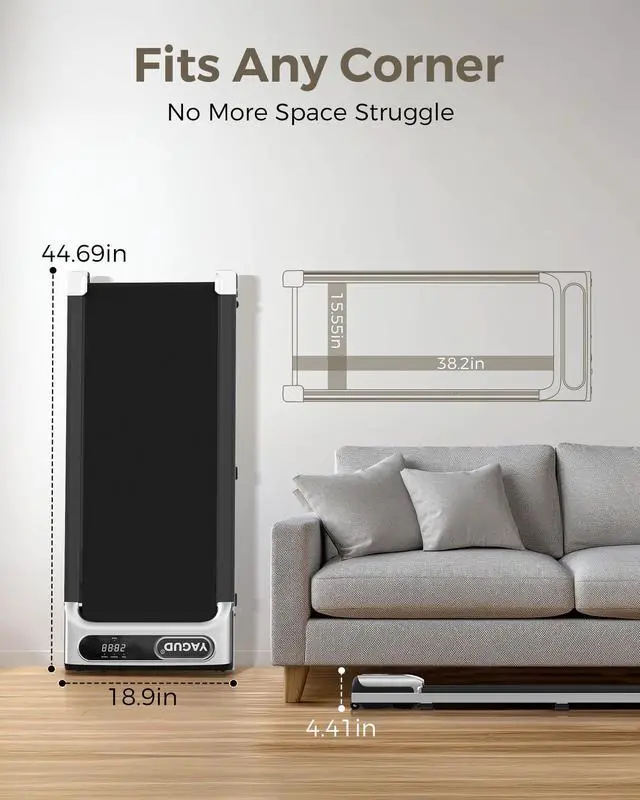 Alt view image 3 of 7 - Walking Pad, Under Desk Treadmill for Home and Office, 2.5 HP Portable Walking Jogging Running Machine with Remote Control and LED Display