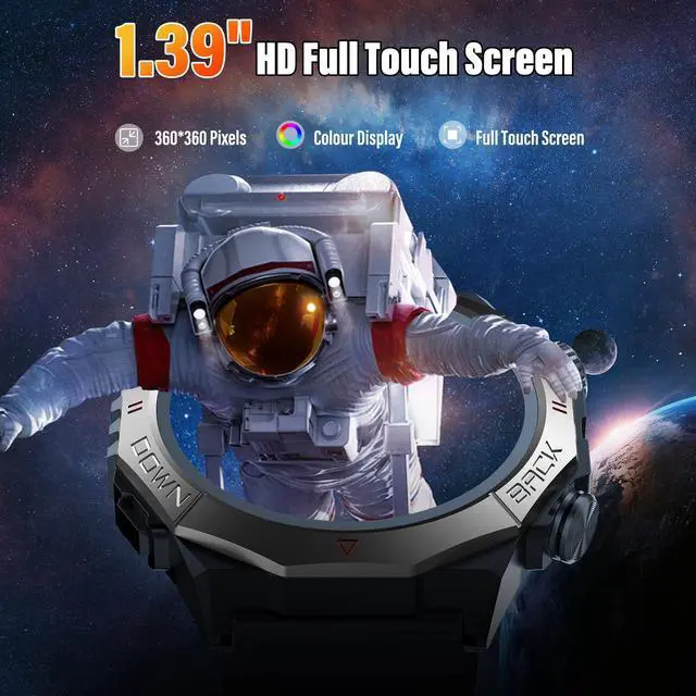 Alt view image 4 of 7 - Military Smart Watches for Men(Answer/Make Calls), 1.39"HD Fitness Watch, 24/7 Heart Rate Sleep Monitor, Smart Watch for Men 110+ Sport Modes, 30Day, IP68 Waterproof Smartwatch for Android iOS, Black