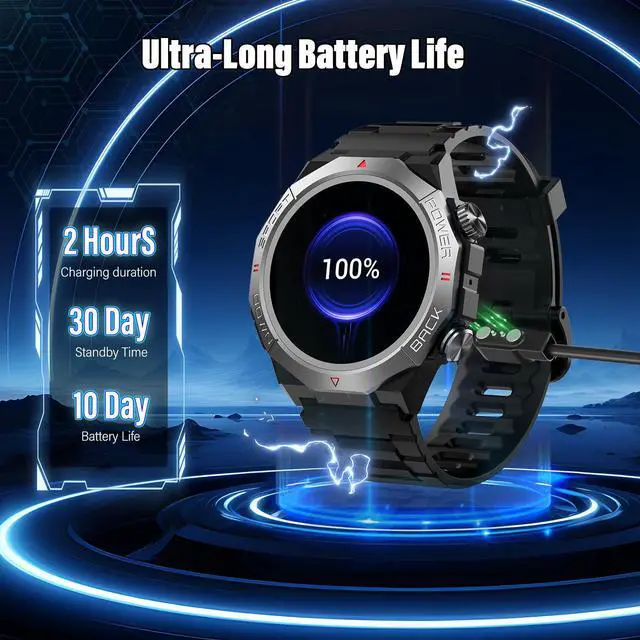 Alt view image 7 of 7 - Military Smart Watches for Men(Answer/Make Calls), 1.39"HD Fitness Watch, 24/7 Heart Rate Sleep Monitor, Smart Watch for Men 110+ Sport Modes, 30Day, IP68 Waterproof Smartwatch for Android iOS, Black
