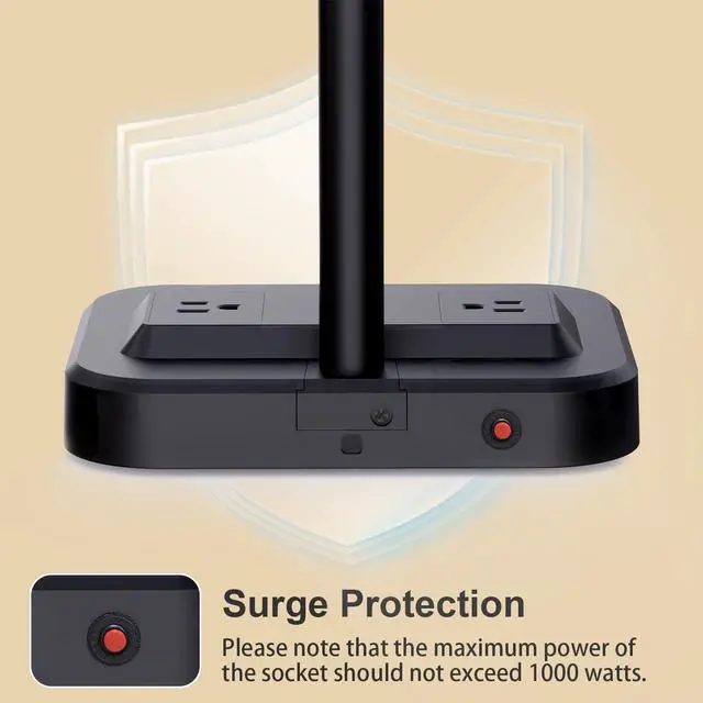 Alt view image 6 of 7 - LED Desk Lamp with USB Charging Port: Eye-Care Technology - 1 Type-C, 1 USB-A Charging Port, 2 AC Power Outlets, Desk Lamps for Home Office, Study, Bedroom