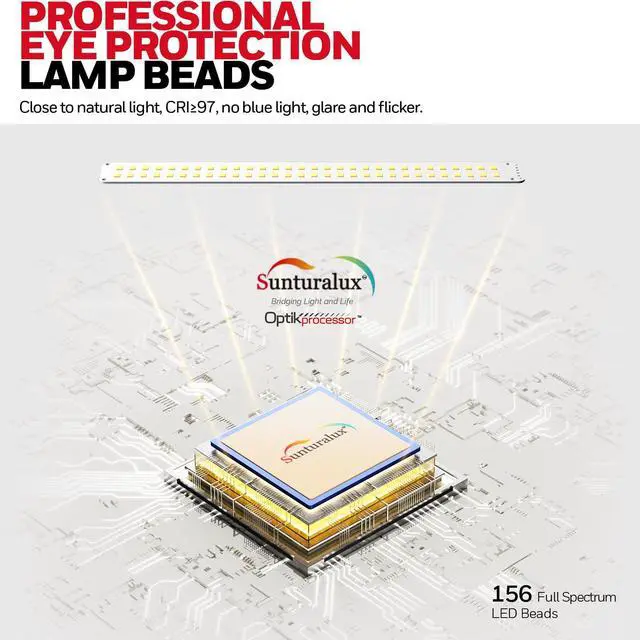 Alt view image 6 of 7 - LED Desk Lamp with Clamp - HJ1 Sunturalux Eye-Caring Clip on Lights for Home Office, 1200LM Clamp Lamp 4 Color Modes Stepless Dimming Task Desk Light for Working Black